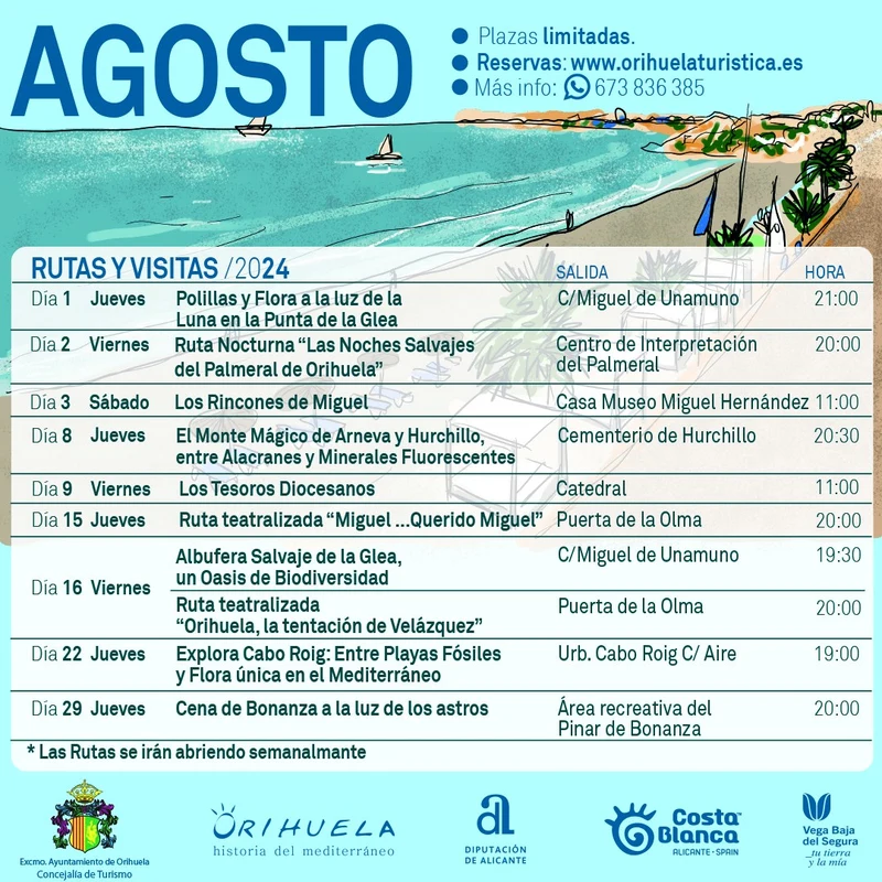 rutas gratis agosto Orihuela turistica