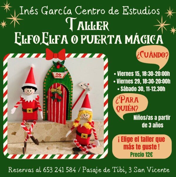 taller elfo elfa puerta navidad sant vicent del raspeig