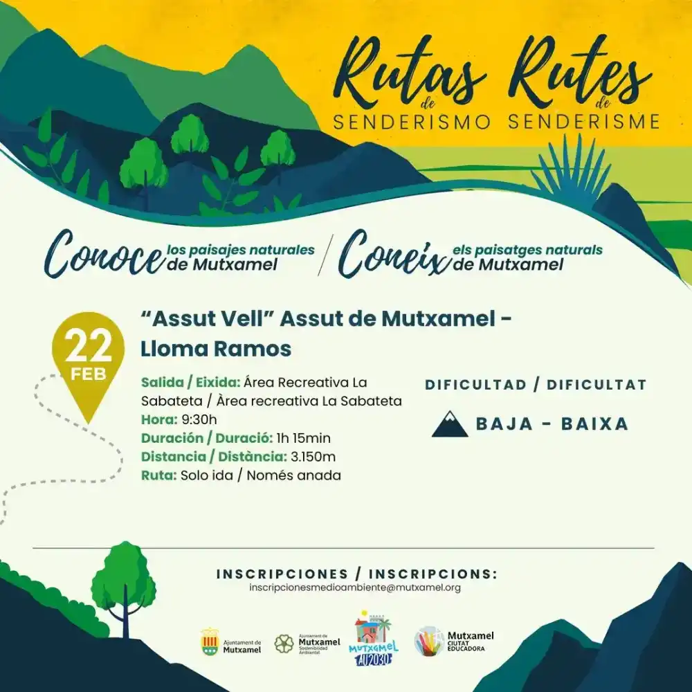 ruta senderismo guiada assut mutxamel lloma ramos alicante
