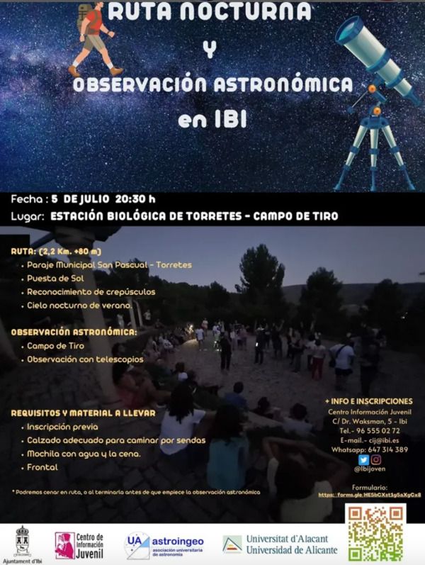 ruta nocturna observacion astronomica ibi astroingeo julio 2025