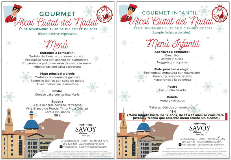 Menu alcoy savoy 2023