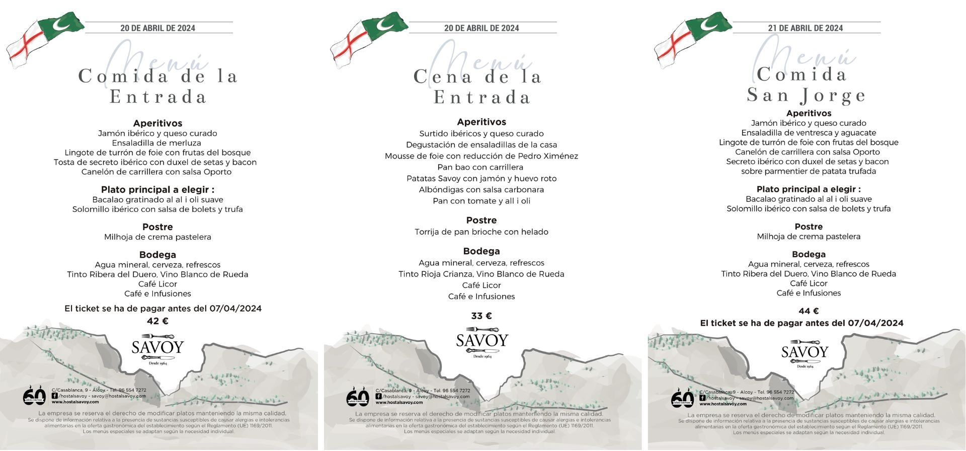 menu savoy fiestas moros y cristianos alcoy 1