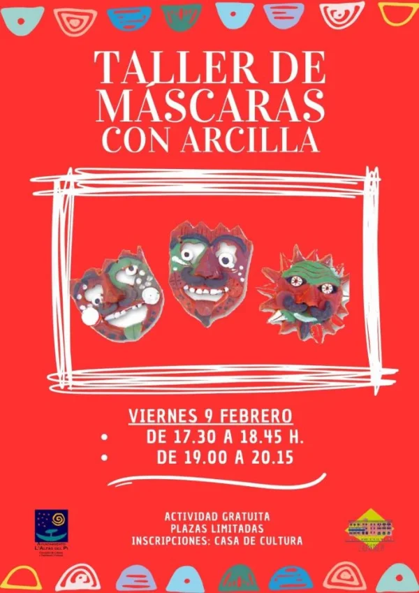 taller de máscaras con arcilla actividades del 12 al 18 de febrero en Alicante