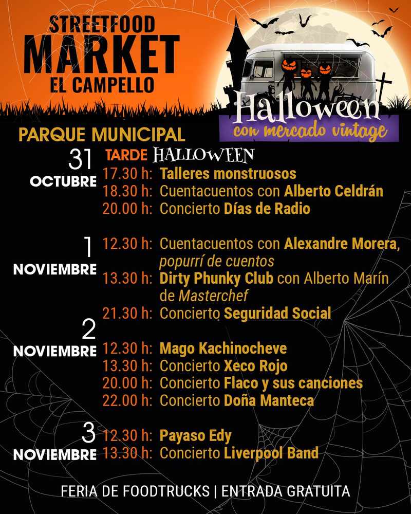 Programa El Campello Streetfodd Market 2024 Halloween Alicante