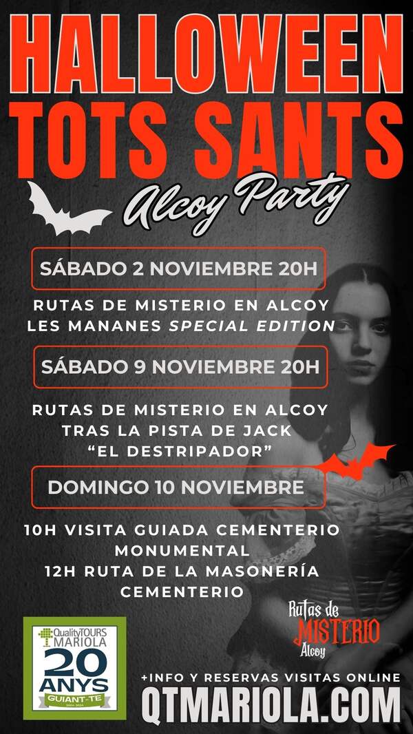 Visitas guiadas Halloween y Tots Sants Quality Tours Mariola Alcoy 2024