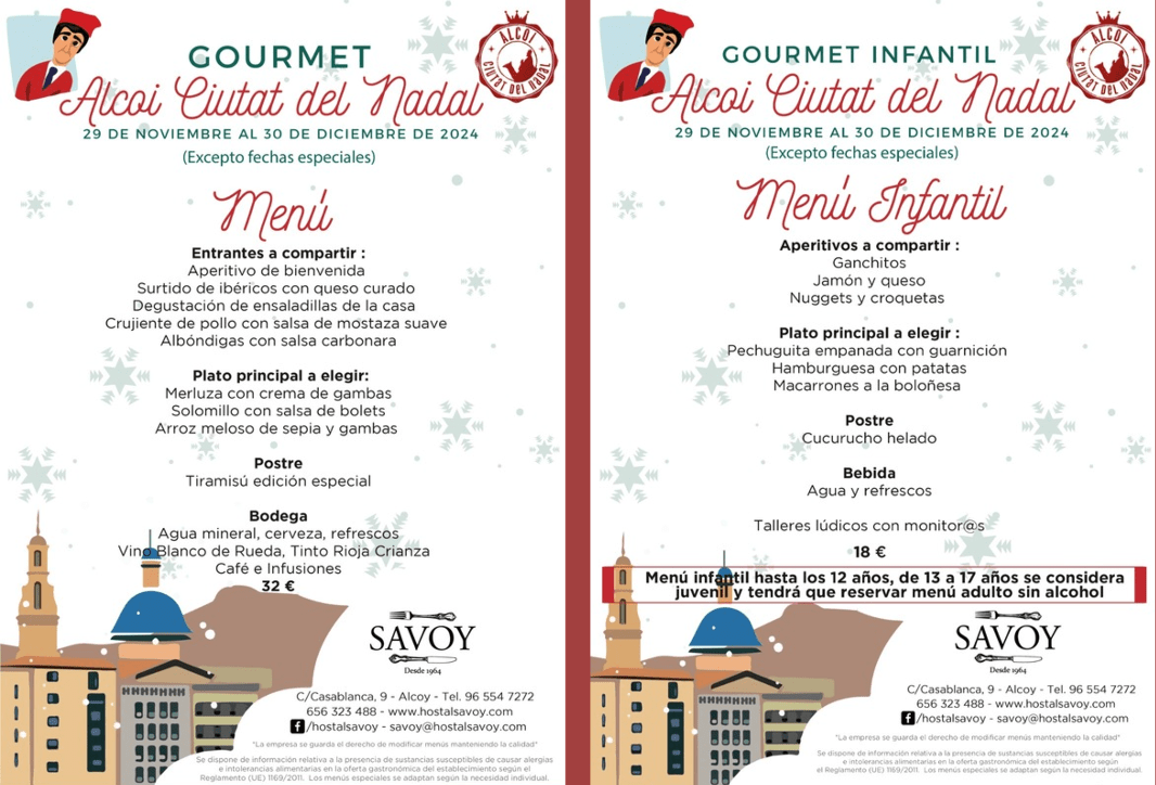 menu ciutat del nadal navidad savoy 2024
