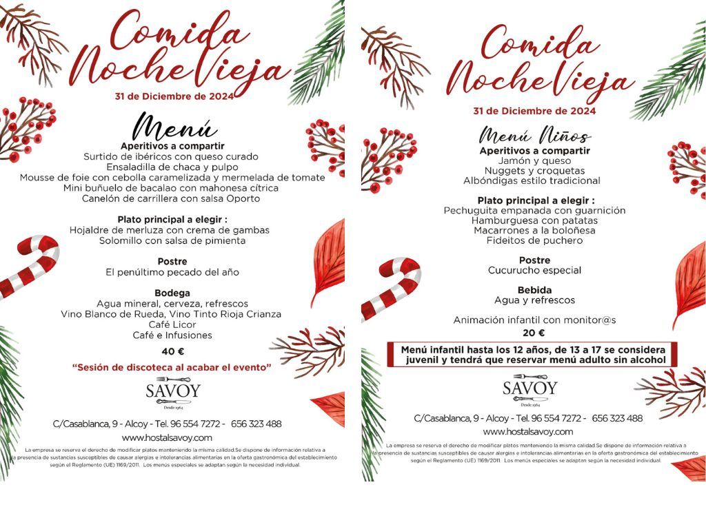menu comida nochevieja 2025